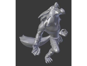 hipoly tundra hunter warwick creatures high poly league legends video game werewolf 3d print model - Mito3D