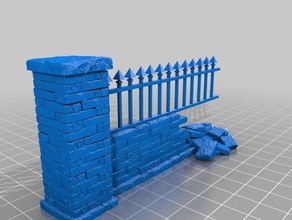 stone wall broken games building fantasy malifaux medieval old quarters scenery tabletop gaming 3d print model - Mito3D