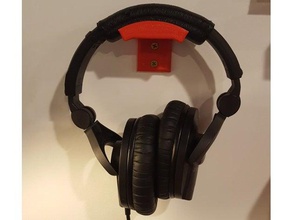 simple wall mounted headphone mount computer desk gaming headphones hanger organization simplistic 3d print model - Mito3D