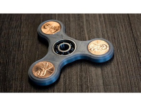 penny giratório brinquedos & games desktopmakes fidget brinquedo madewithfusion360 moeda de um centavo spinner 3d print model - Mito3D