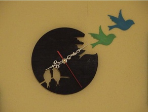 bird clock decor deco deko kids uhr vogel 3d print model - Mito3D