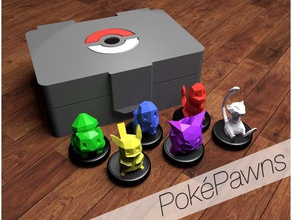 pok pawns generic-use pokemon game pieces toy & accessories board box bulbasaur charmander gengar mew pawn pikachu squirtle 3d print model - Mito3D
