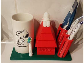 snoopy diş fırçası tutucu banyo 3d print model - Mito3D