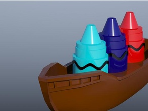 crayoboat 20 toys & games bathtub boat crayons toy 3d print model - Mito3D