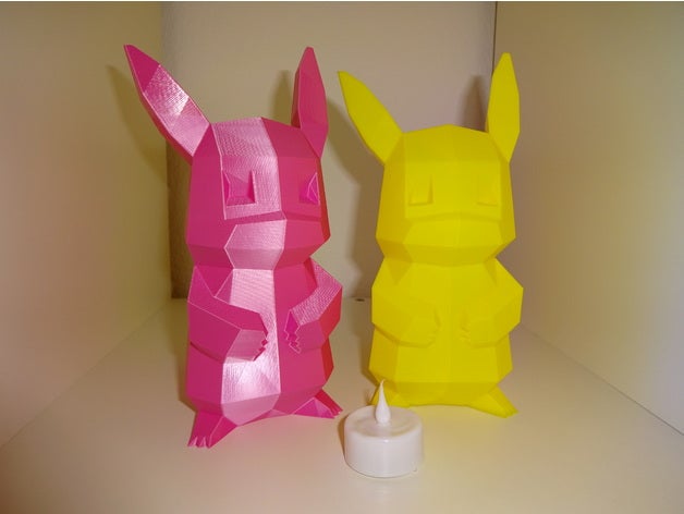 low poly pikachu lampada arredamento la led luce 3D print model - Mito3D