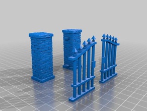 stone wall gate games building fantasy malifaux medieval old quarters scenery tabletop gaming 3d print model - Mito3D