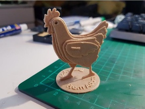 Huhn flat-pack-puzzle Rätsel - Karte Niedlich Ostern flach flat-pack giftcard puzzle supportless 3d print model - Mito3D