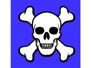 skull & crossbone diseño art bandera pirata el esqueleto cráneo wslab 3d print model - Mito3D