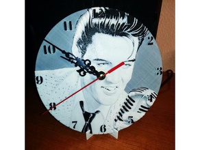 reloj pared elvis presley 2d-Kunst cantante Uhr mecanismo rock sing song Wand 3d print model - Mito3D
