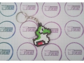 8bit pixel green baby yoshi keychain - super mario world keychains keyfob keyring key chain fob bros 3d print model - Mito3D