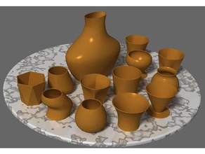 vasos de agua conjunto 12 tipos diferentes gafas 1 jarra cocina y comedor 3d print model - Mito3D