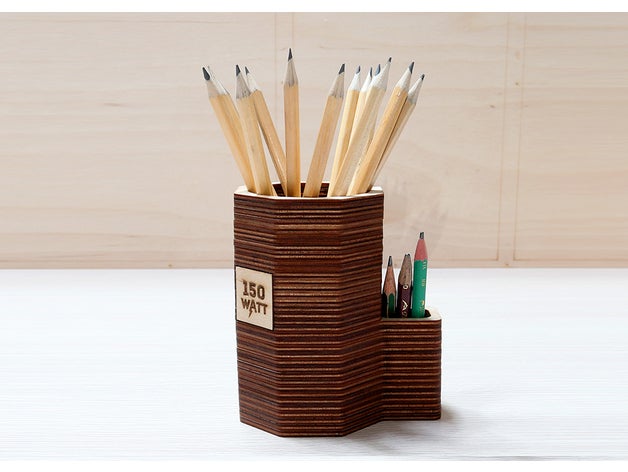 laser cut plywood pencil stand diy design lasercut cutter cutting holder 3D print model - Mito3D