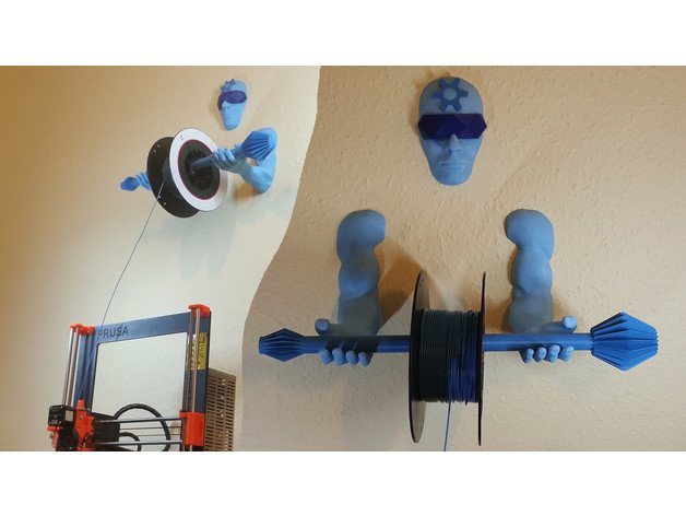 Wand montiert filament spool holder - 3d-Druck-Wächter 3d Drucker Zubehör 3d-Druck guardian Gesicht filament-Spule Schutzbrille Streitkolben spoolholder spool-Halter spool-mount stehen Stern Wandhalter die Wandmontage an der 3D print model - Mito3D