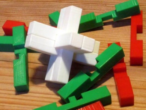6 piece cross puzzle burr puzzles 3d fidget game riddle toy 3d print model - Mito3D
