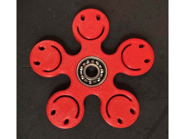 feliz spinner caras sonrientes impreso en tuercas m6 juguetes mecánicos 608 cojinete fidget mano juguete la tuerca hexagonal de una sola pieza pequeño figdet hilado rodamiento 3D print model - Mito3D