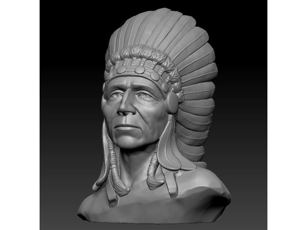 native american bust sculptures bust character face head native american sculpture zbrush 3D print model - Mito3D
