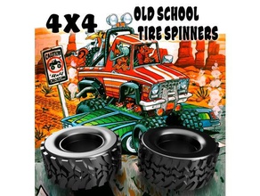 4x4 inspirado en la vieja escuela de los neumáticos hilanderos juguetes mecánicos fidget mano spinner suelo hawgs hawg monster mudder 3d print model - Mito3D