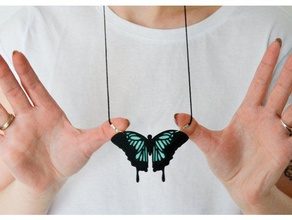 colar borboleta jóias transparente 3d print model - Mito3D