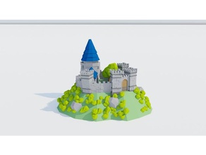 castello edifici e strutture mantenere low poly medievale roccaforte 3d print model - Mito3D