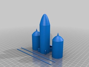 3 Stufen-Rakete-Modell Skulpturen Modell-Rakete scuplture 3d print model - Mito3D
