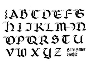 Ortaçağ Gotik script mektuplar işaretler ve logolar alfabe hat yazı tipi tipleri 3d print model - Mito3D