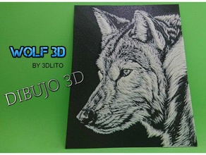 dibujo 3d kurt lobo 2d sanat hayvan cuadro imagen 3d print model - Mito3D