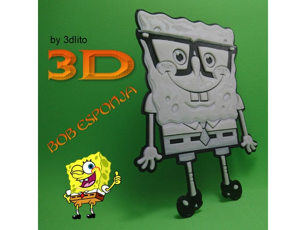 dibujo 3d bob esponja 2d art dibujos whatsapp nickelodeon nicktoons serie televisi n tv 3D print model - Mito3D