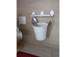 wall rail cutlery stand kitchen & dining bucket holder hanger hanging 3d print model - Mito3D