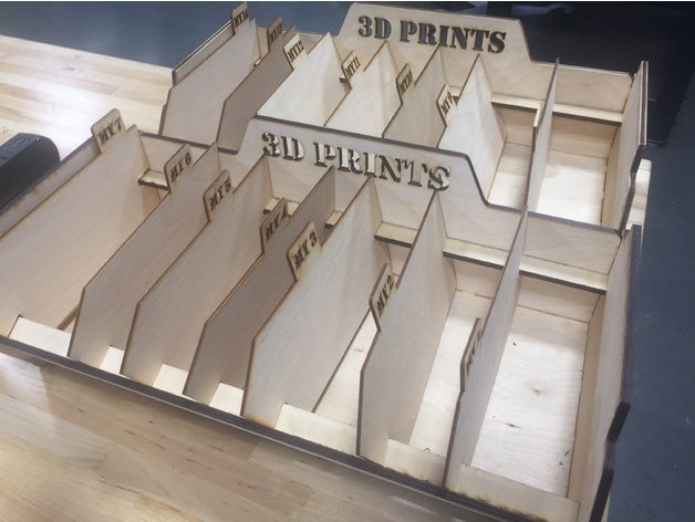 3d baskı kutusu w bölücüler organizasyon 3dprinting bölücü sürtünme uygun etiket lazer lasercut kesici Organizatör kontrplak 3D print model - Mito3D