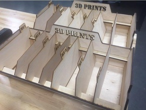 La impresión 3d de la caja w divisores organización 3dprinting cuadro divisor fricción ajuste etiqueta el láser lasercut cortadora organizador madera contrachapada 3d print model - Mito3D