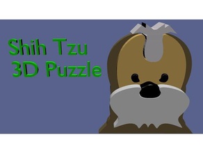 te shih tzu 3d cão de quebra-cabeça animais estimação bandeira flagtop 3d print model - Mito3D