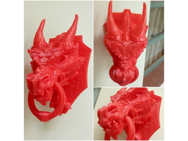 dragon door knocker, 3 pezzi modelli 3D print model - Mito3D