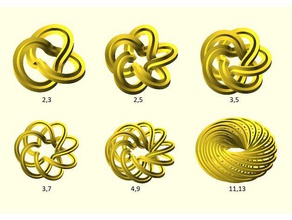 torus knot matematik sanatı düğüm kütüphane openscad 3d print model - Mito3D