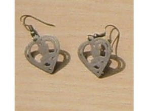 teddy bear heart earring earrings hearts teddybear 3d print model - Mito3D