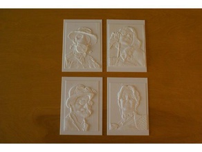 my steampunk family - series relief portraits 2d art portrait raised self victorian wall 3d print model - Mito3D