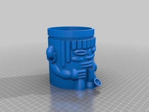 nepenthes planteur tuyau fixe les conteneurs la pipe tiki vase 3d print model - Mito3D