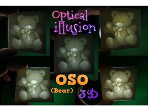 oso 3d ilusi n optica optische Täuschung 2d-Kunst 3d-Drucker tragen ilusion lithophane litofania illusion peluche teddy 3d print model - Mito3D