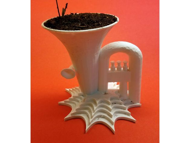tuba planter containers flower pot vase pencil holder 3D print model - Mito3D