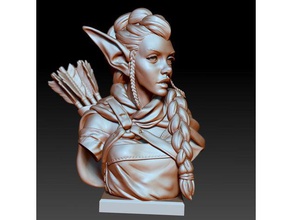 elf archer buste sculptures l'archer le l'elfe de la fantaisie sculpture 3d print model - Mito3D