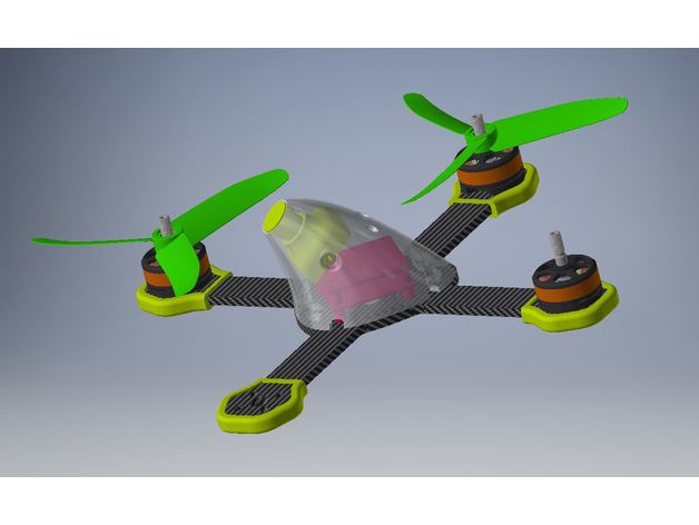 osh 195 r c vehículos drone de carreras el fpv quadcopter 3D print model - Mito3D