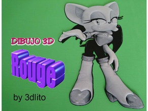 dibujo 3d-rouge sonic 2d-Kunst 3dlito 3d Zeichnung Spiel juego juegos rouge videojuego video-Spiel 3d print model - Mito3D