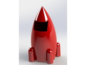 rocket Papierkorb Haushalt Schreibtisch Mond der nasa Rakete Raum die Mülltonne 3d print model - Mito3D