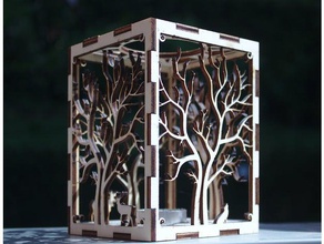 candle holder laser cut tree + animals 2d art fablab lasercut remix 3d print model - Mito3D