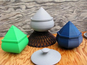 pear shaped bowls lids math art 3d print model - Mito3D