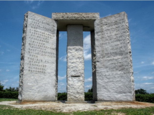 georgia guidestones bâtiments et structures l'agenda 21 30 bilderberg illuminati nwo 3D print model - Mito3D