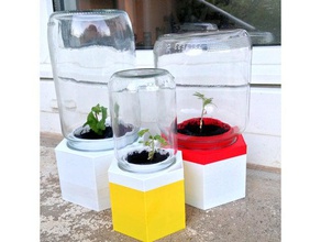 upcycle jar greenhouse outdoor & garden glass mason plant planter plants reservoir self watering 3d print model - Mito3D