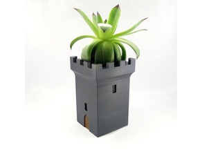 torre medieval maceta al aire libre y jardín 3d print model - Mito3D