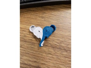cor dupla elefante coração animais 3d print model - Mito3D