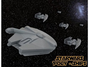 starwars poly-ships toys & games easy print lowpoly low poly millennium falcon spaceships star wars 3d print model - Mito3D