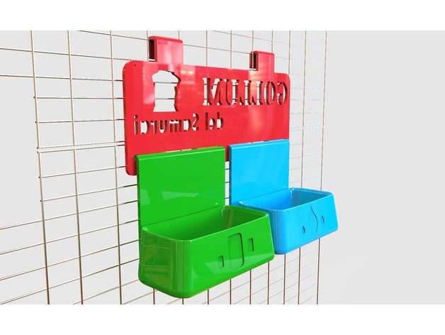 personalizzati rottweiler cibo e acqua il supporto di vari kennel 500 gli animali domestici cane gabbia del ciotola alimenti per pet con l'acqua 3D print model - Mito3D